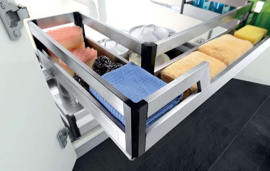SS basket for under sink cabinet - Pandora soft-close