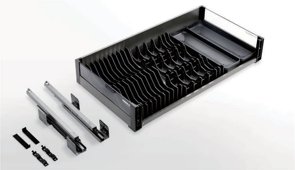 Aluminum & Glass Pull Out Multi Purpose Basket  Dish Drawer - Shearer 3.0