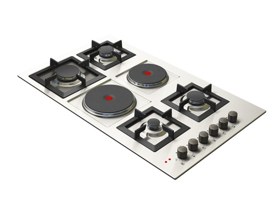 90 cm Jeweline Hob, 4 Gas Burners+ 2 Electric Plates . Cast Iron Support