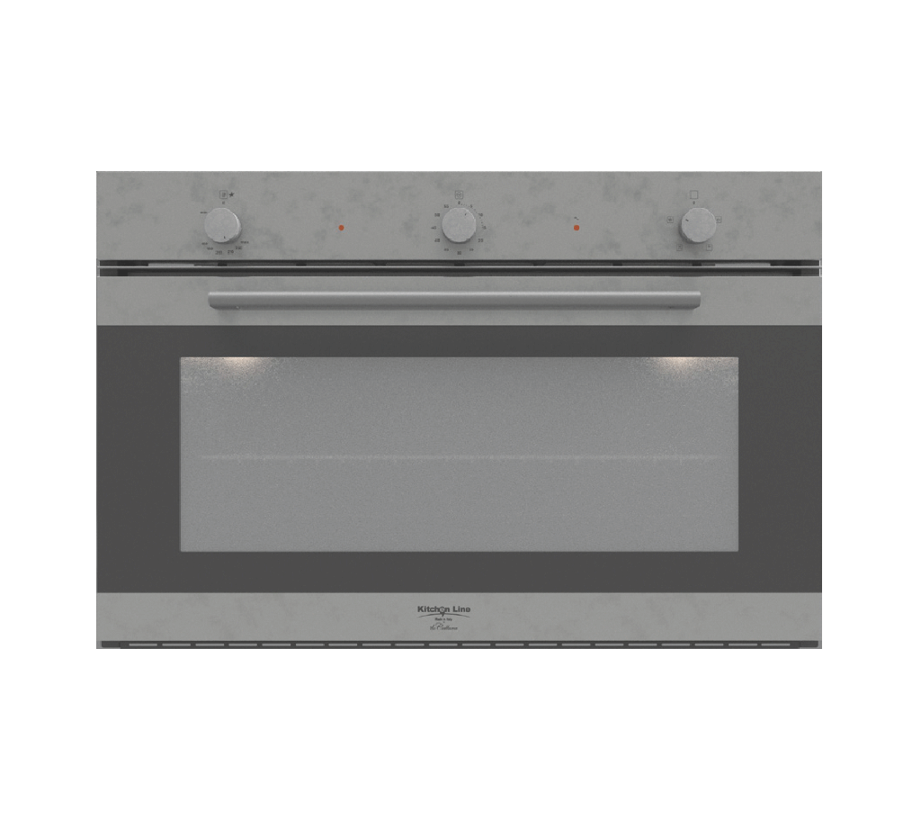 Gas Oven 90 cm with Electric Grill, 4 Cooking Functions, Inox-Black (w Cooking Fan)