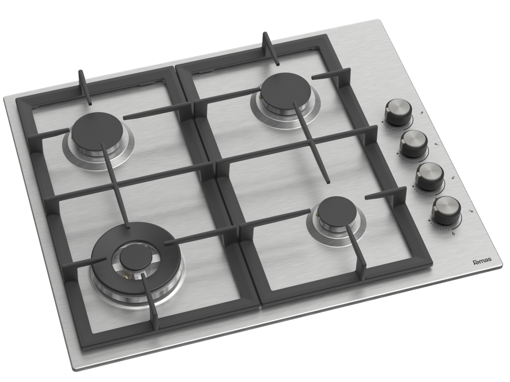 60 cm Basic, 4 Gas Burner, Heavy duty cast grille, Side Knobs