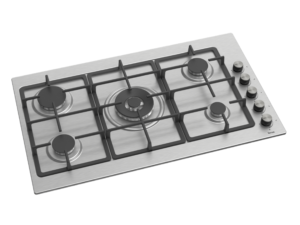 90 cm Elite Plus, 5 Gas Burner, Heavy duty cast grille, Side Knobs