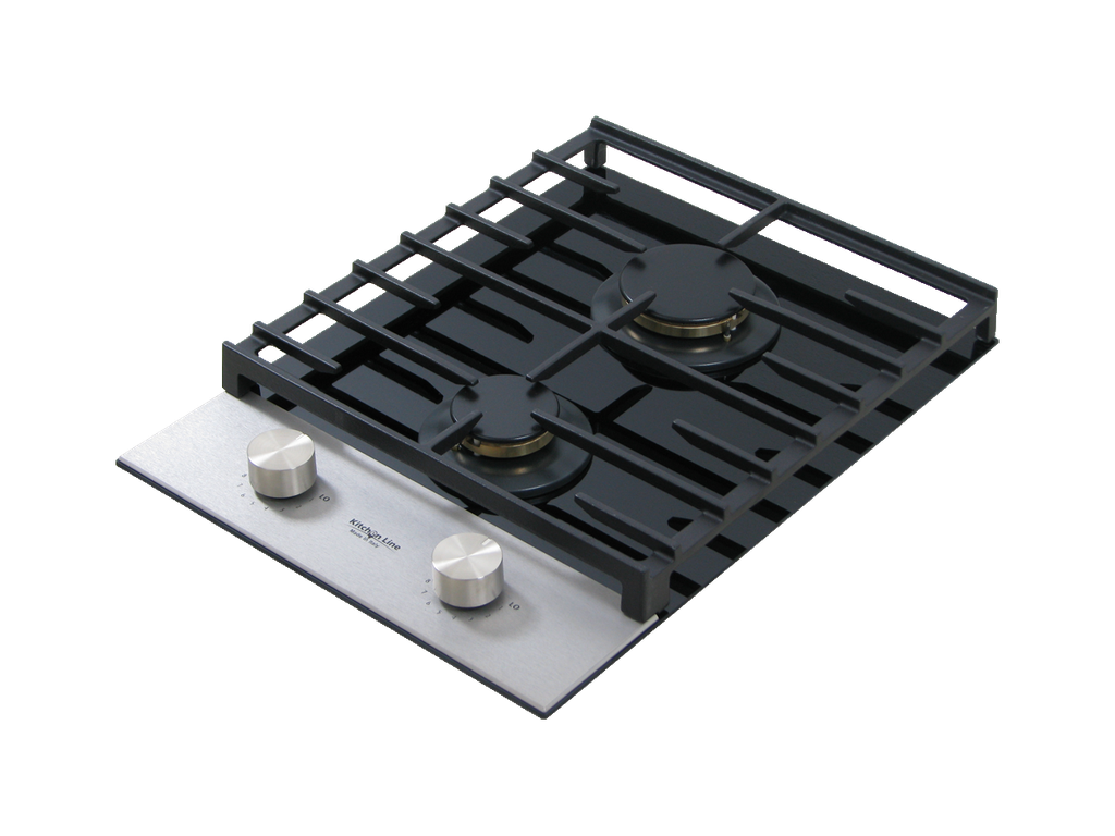 38 cm PRO Hob, 2 Gas Burners . Cast Iron Support - Front Knobs