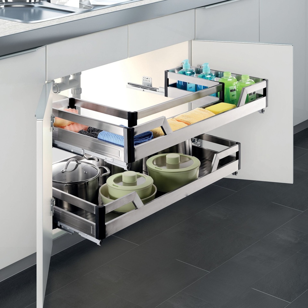 SS basket for under sink cabinet - Pandora soft-close